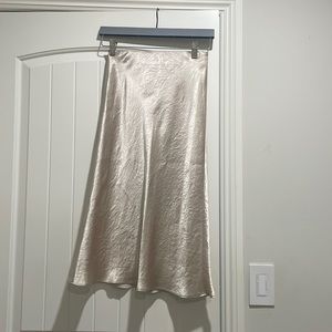 Babaton champagne silk midi skirt size 0